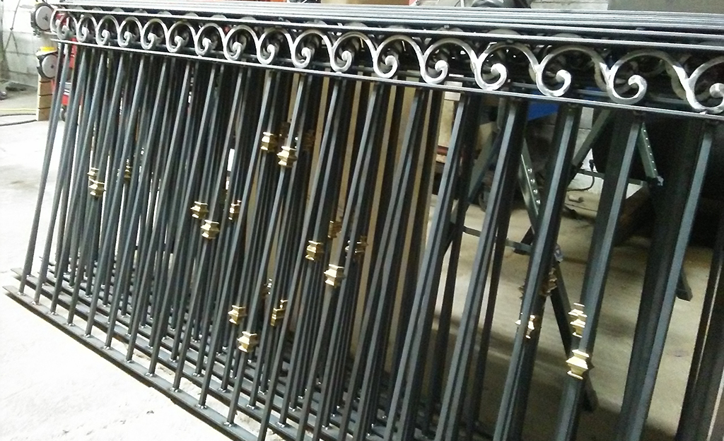 Decorative Iron Rails Stacked in Workshop