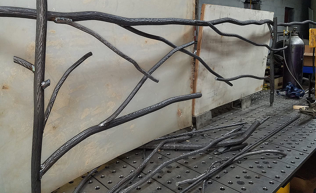 Custom Steel Branch Railing Fabrication Process in Workshop